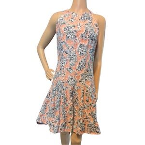 Thakoon Peach Floral Halter Fit and Flare Mini Dress Size 6
